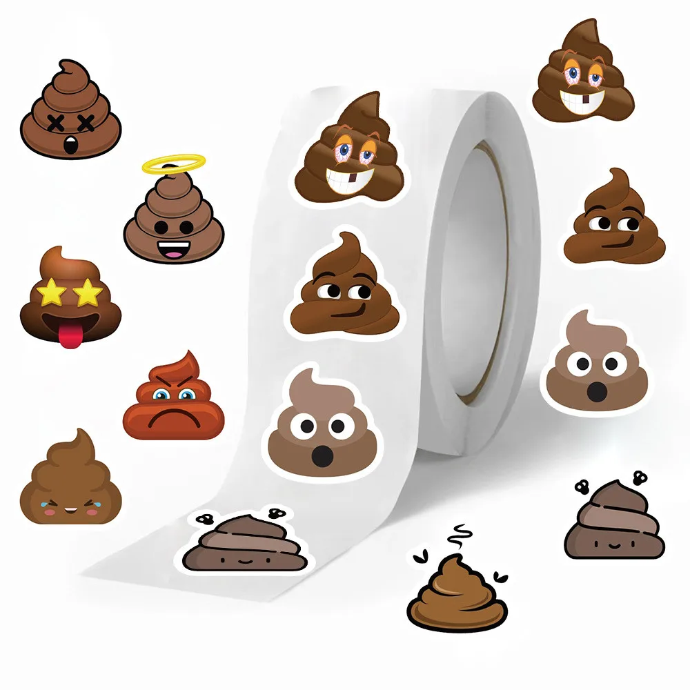 500Pcs/Roll Funny Poop Washi Tape - Hot Cross-border Sell Decor for Journal, Envelope Sealing & Prank Craft Giajar Sticker Store
