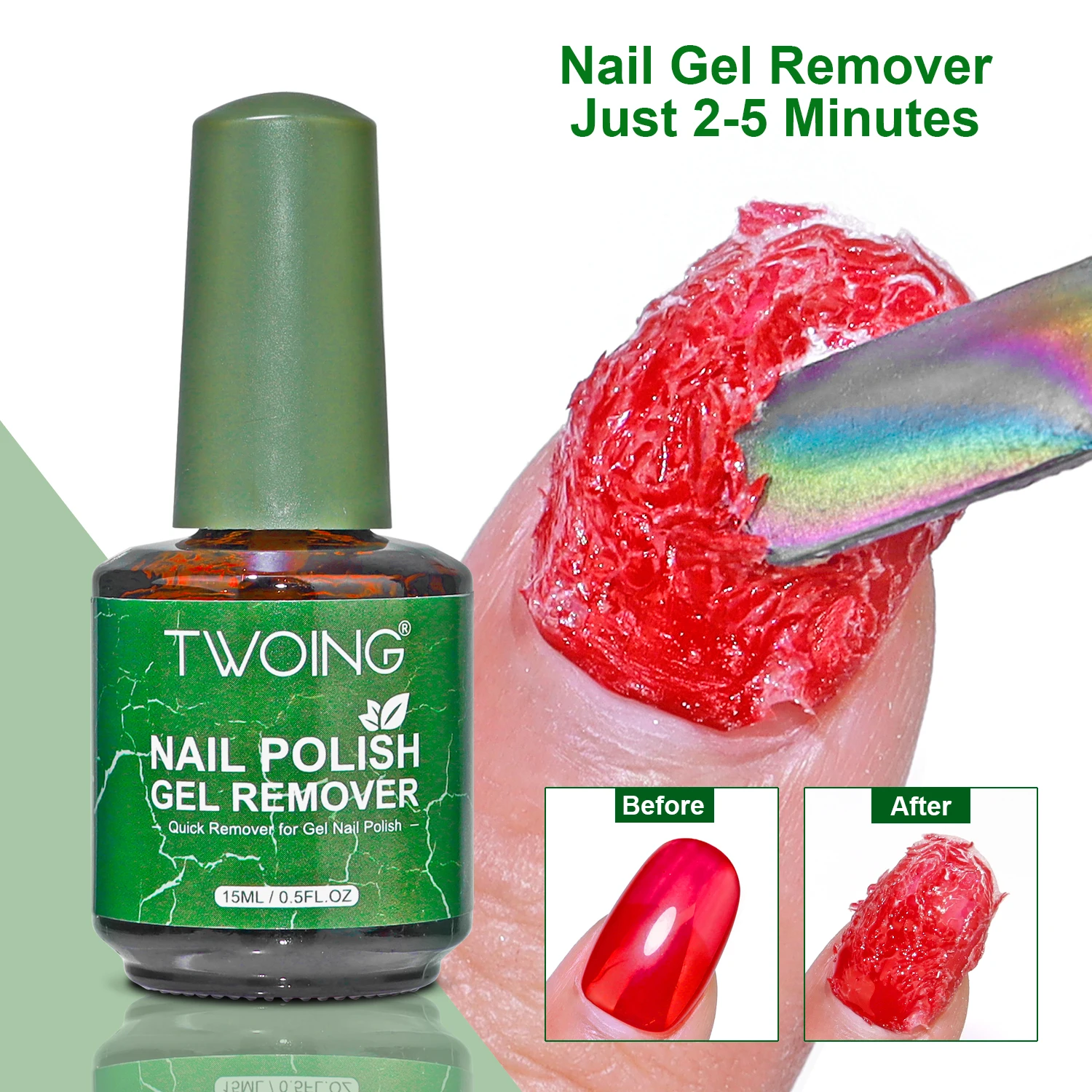 TWOING 15ml Magiczny Szybki Zmywacz do Lakierów Hybrydowych UV Soak Off Semi Permanentnych Narzędzia do Usuwania Lakierów do Paznokci Manicure