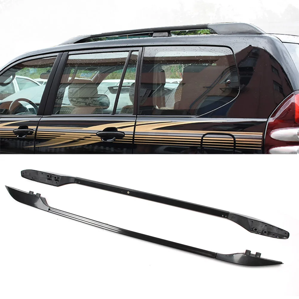 

2Pcs Black Car Roof Rack Rail Luggage Carrier Bar For Toyota Land Cruiser Prado FJ120 FJ-120 2003-06 For Lexus GX470 03-2009