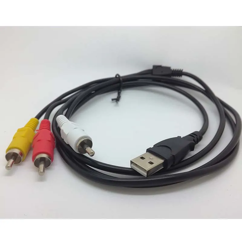 3 RCA 3rca Male To USB 2.0 Male A Composite Adapter Audio Video AV HDD DVR Data Cable Cord