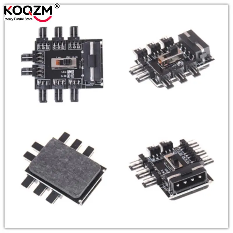 IDE Molex 1 To 8 Multi Way Splitter Cooler Cooling Fan Hub 3pin 12V Power Socket PCB Adapter 2 Level Speed Control PC Computer