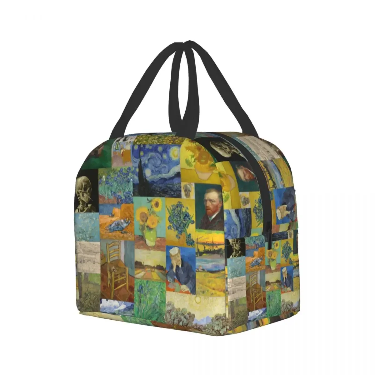 Bolsa de almuerzo aislada con Collage de pintura de Van Gogh para mujer y niño, fiambrera térmica a prueba de fugas para el trabajo, escuela, noche estrellada, flores