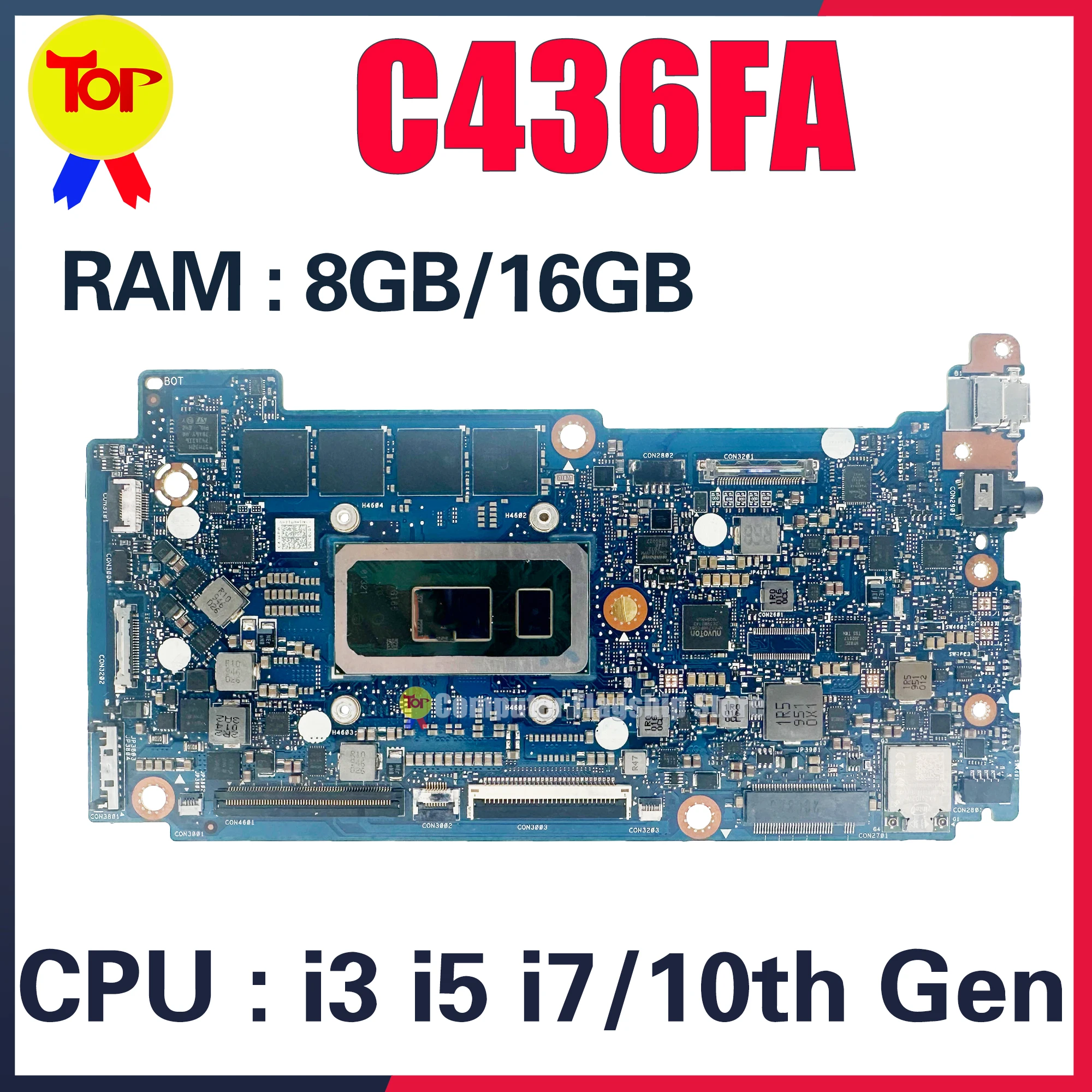 

KEFU C436FA Mainboard For ASUS Vivobook C436 C436F Laptop Motherboard i3 i5 i7 10th Gen RAM-8GB/16GB 100% Test Ok