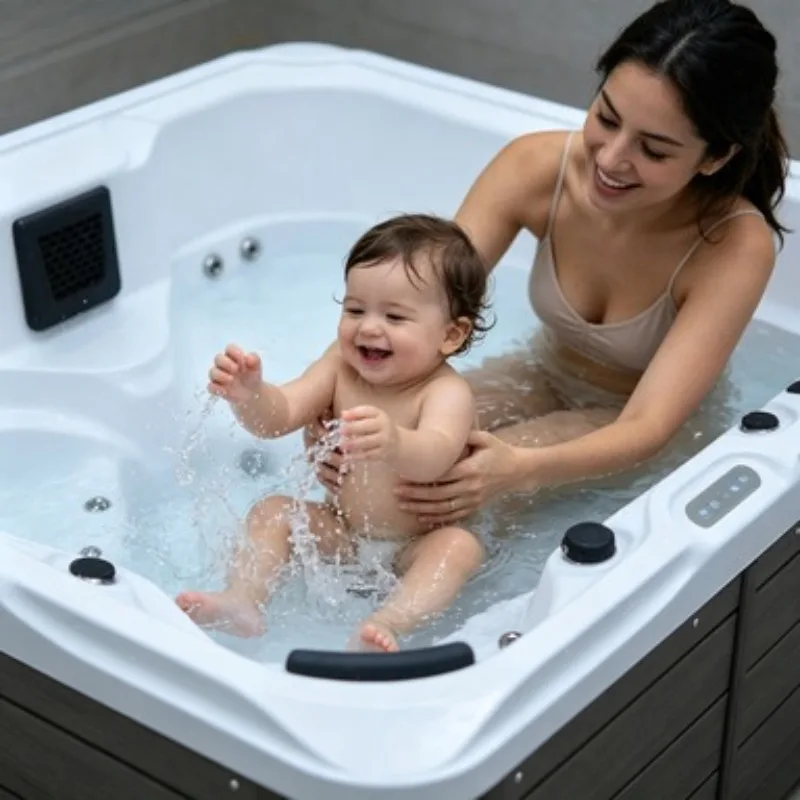 Hot Tub Spa Whirlpool Bathtub Acrylic Jacuzzi Massage Outdoor 3 Person 37 Jets Gecko Control LED Waterfall Design