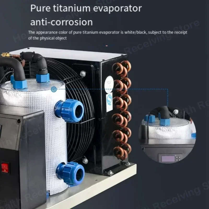 Fish tank chiller, fish pond seafood cooling, pure titanium evaporator industrial equipment cooling