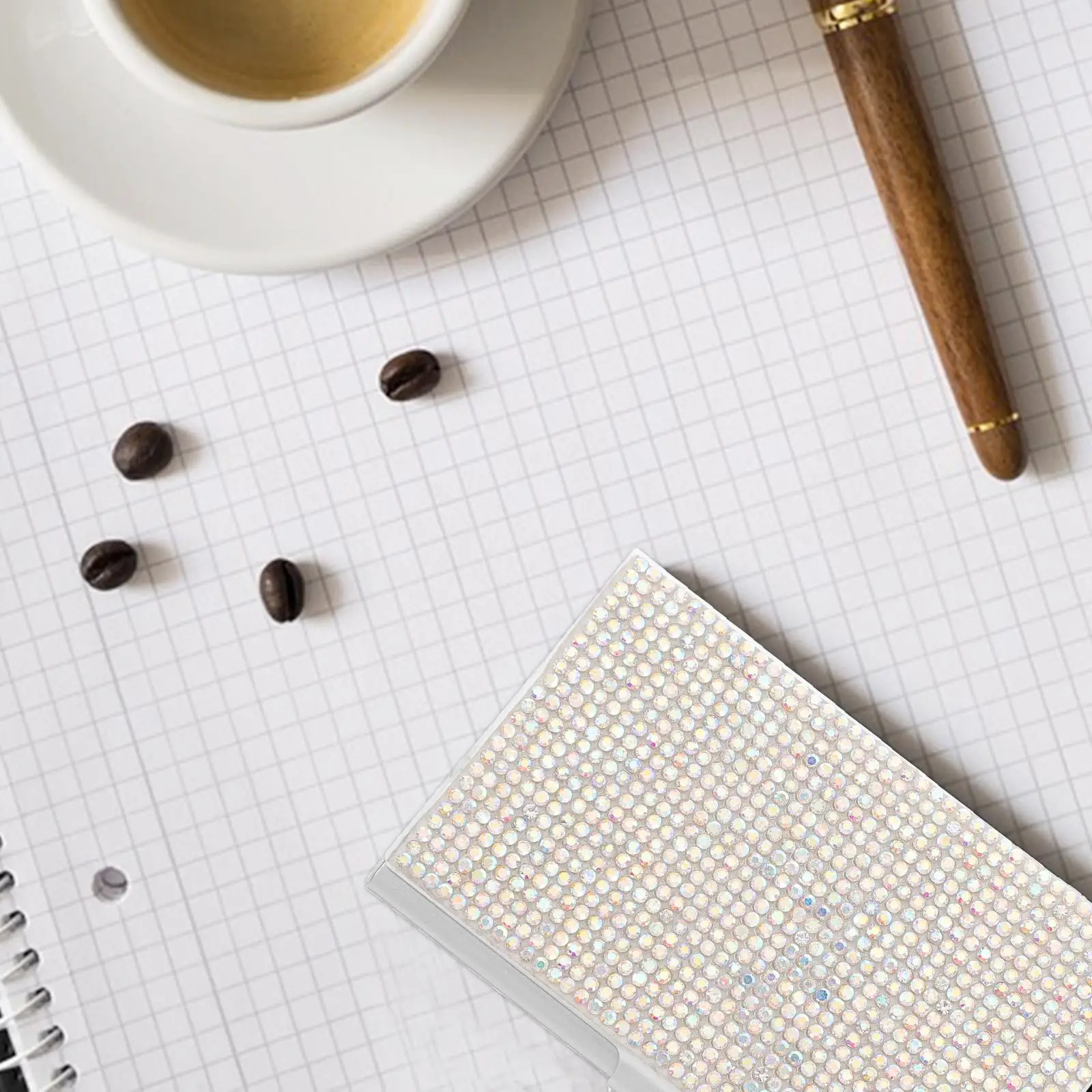 Rhinestone Business Card Holder Silver Metal Compact Cards Container Water Resistant Large Capacity for Commercial