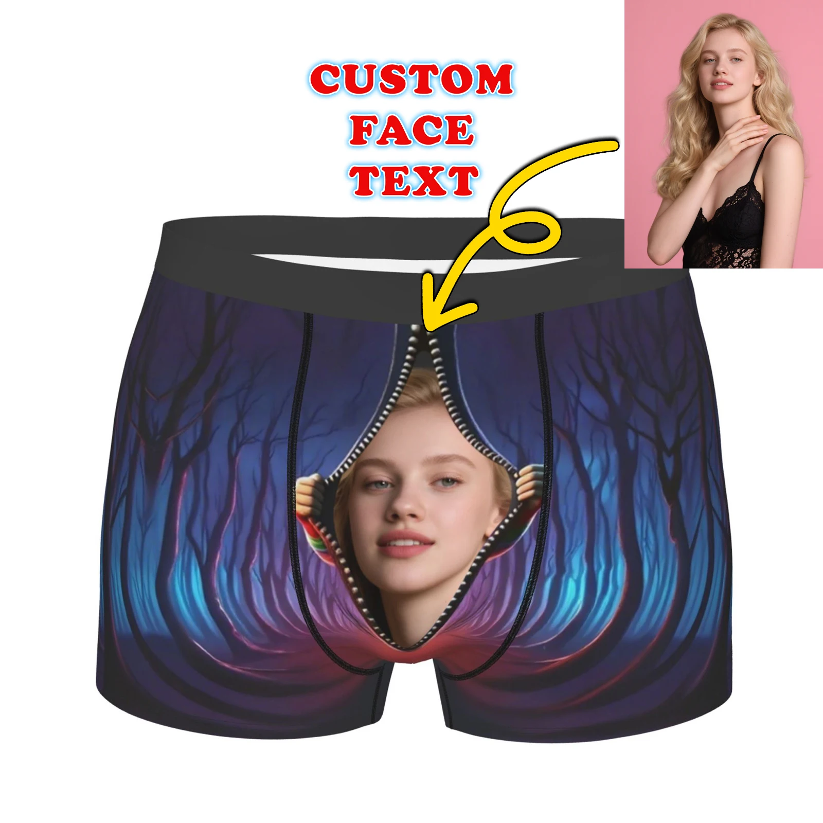 Custom Face Photo Boxers Shorts Men's For Husband Valentine's Birthday Gifts Personalized Briefs Underwear Fashion Underpants