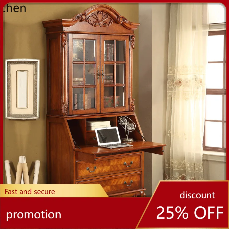 

ZML Solid Wood Desk Integrated Desk Study Bedroom Storage Cabinet Student Home Storage Cabinet Bookshelf