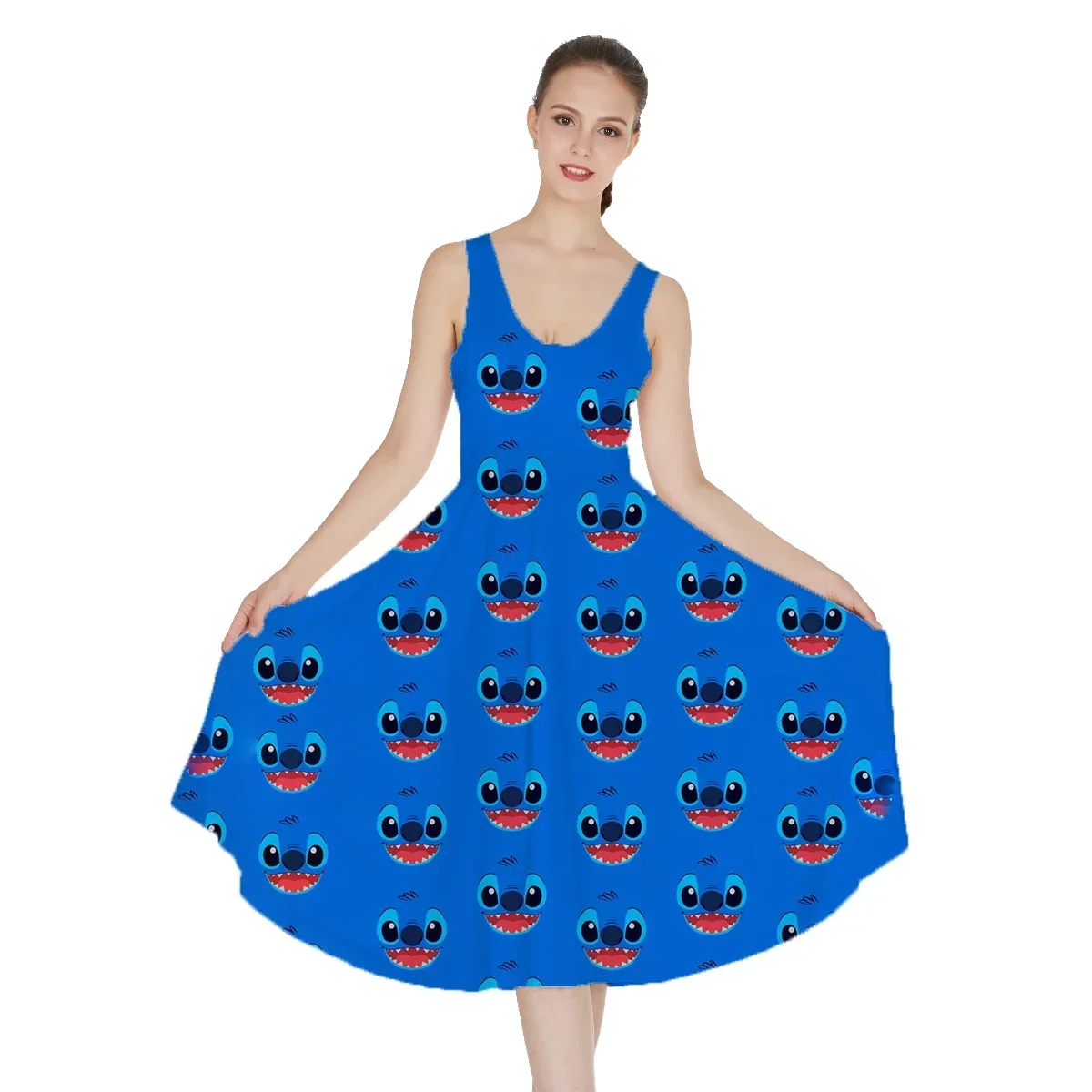 New 2024 Summer Disney Mickey Stitch Ohana Sexy Dresses Women's Short Sleeve Dresses Disney Dress