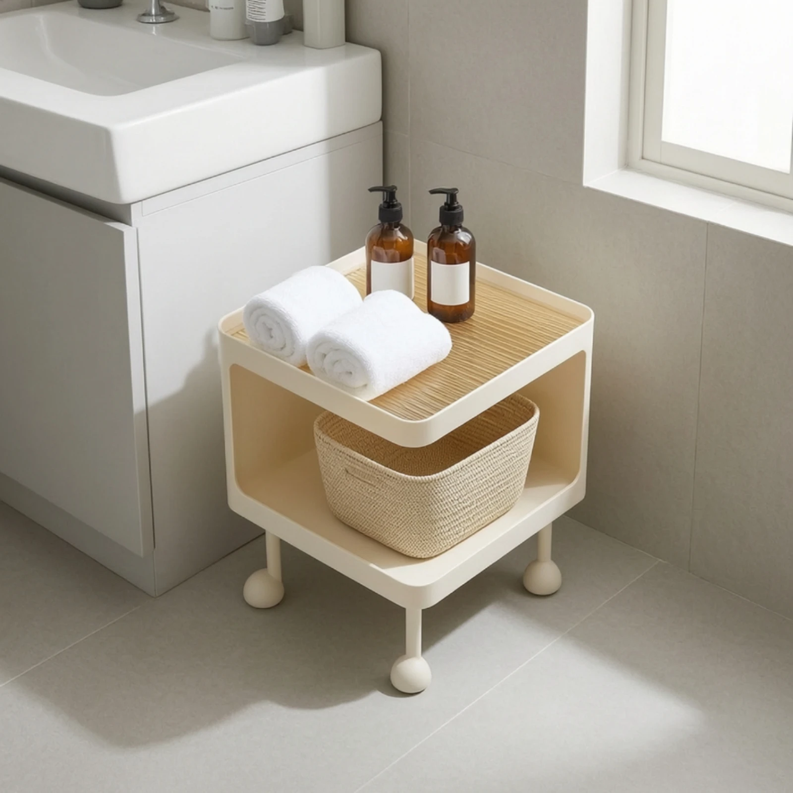 Nightstand with Light Minimalist Bedside Table with Shelf End Table with Open Shelf Ambient Furniture Cozy for Bedroom