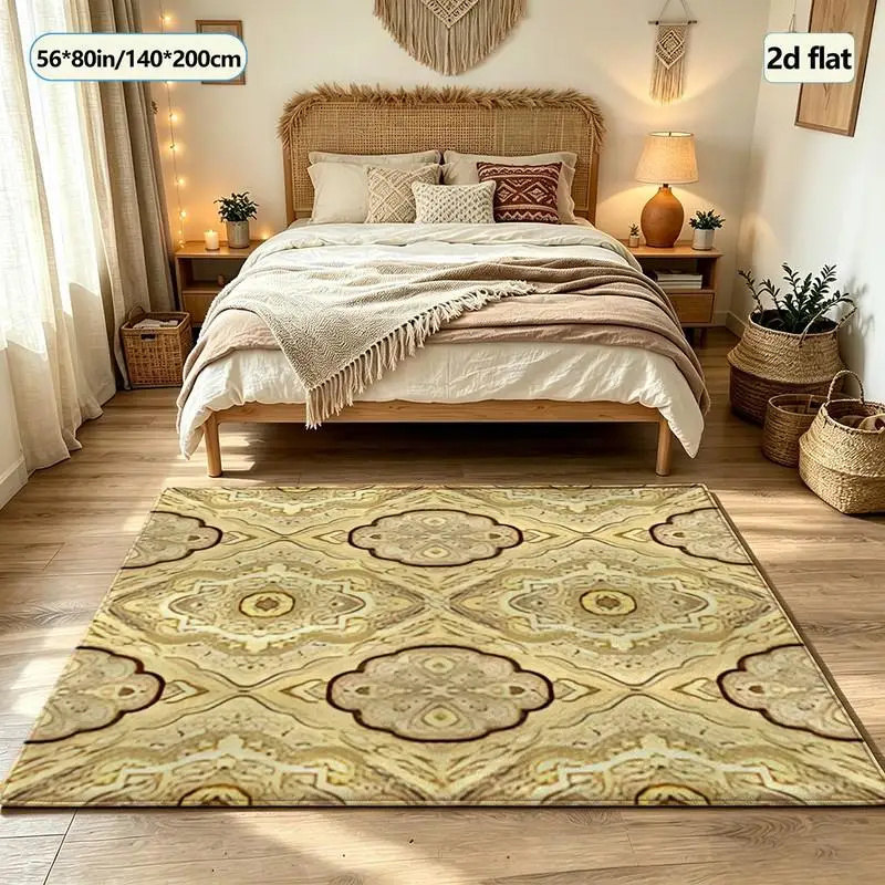 Beige Antique Moroccan Medallion Rug Floor Decorations Home Bedroom Living Room Floor Carpet