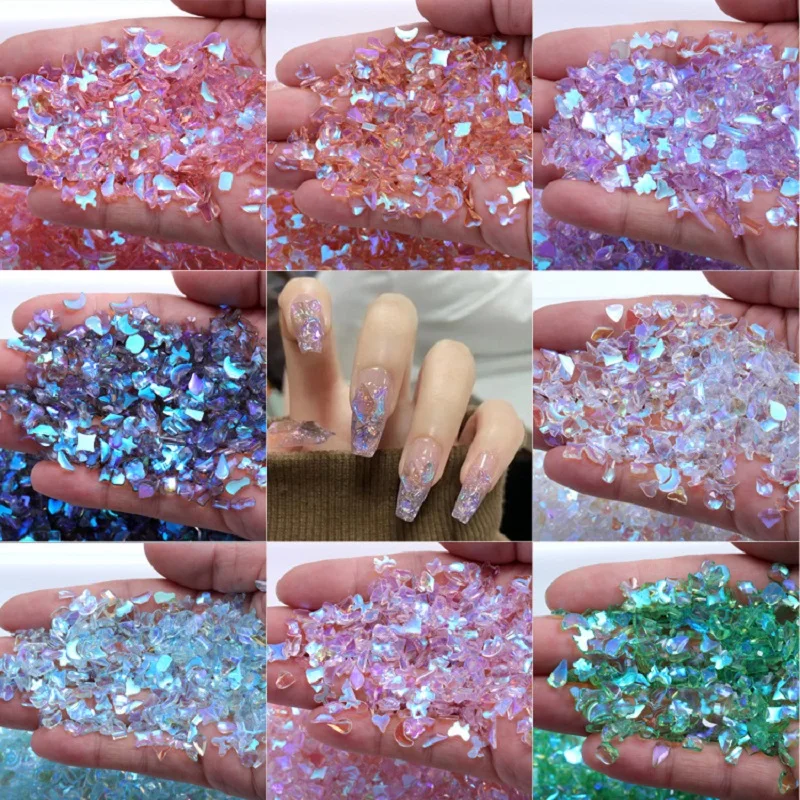 100 Uds./lote mezcla de diamantes de imitación de cristal 3D Aurora Color AB Flatback Gems para joyería de uñas DIY Glitter ACCESORIOS DE MANICURA