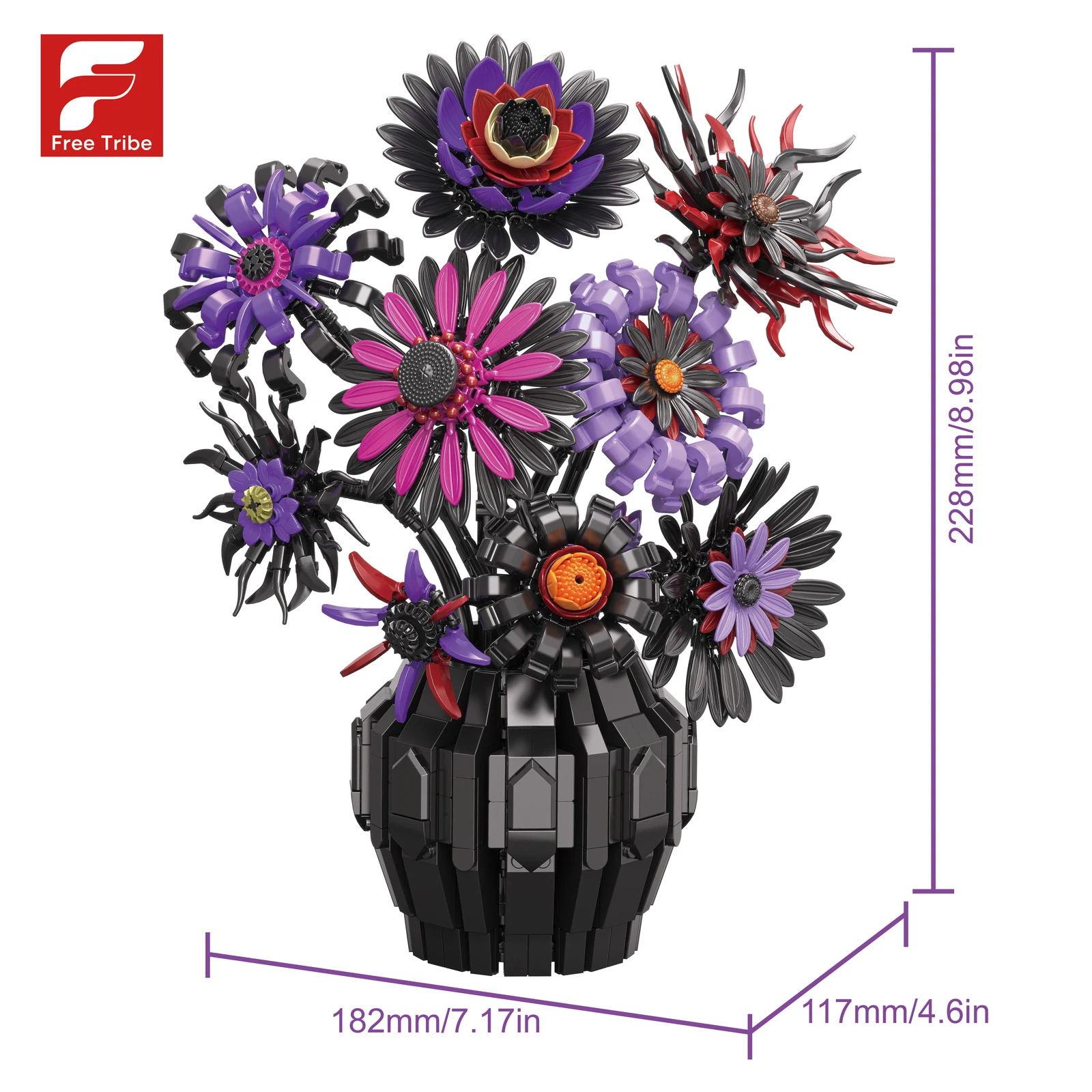 1183-teiliges Van-Gogh-Sonnenblumen-Bauset, elegantes lila Blumenkunstmodell, einzigartige Heim- und Bürodekoration, perfekte Geburtstagsgeschenkidee