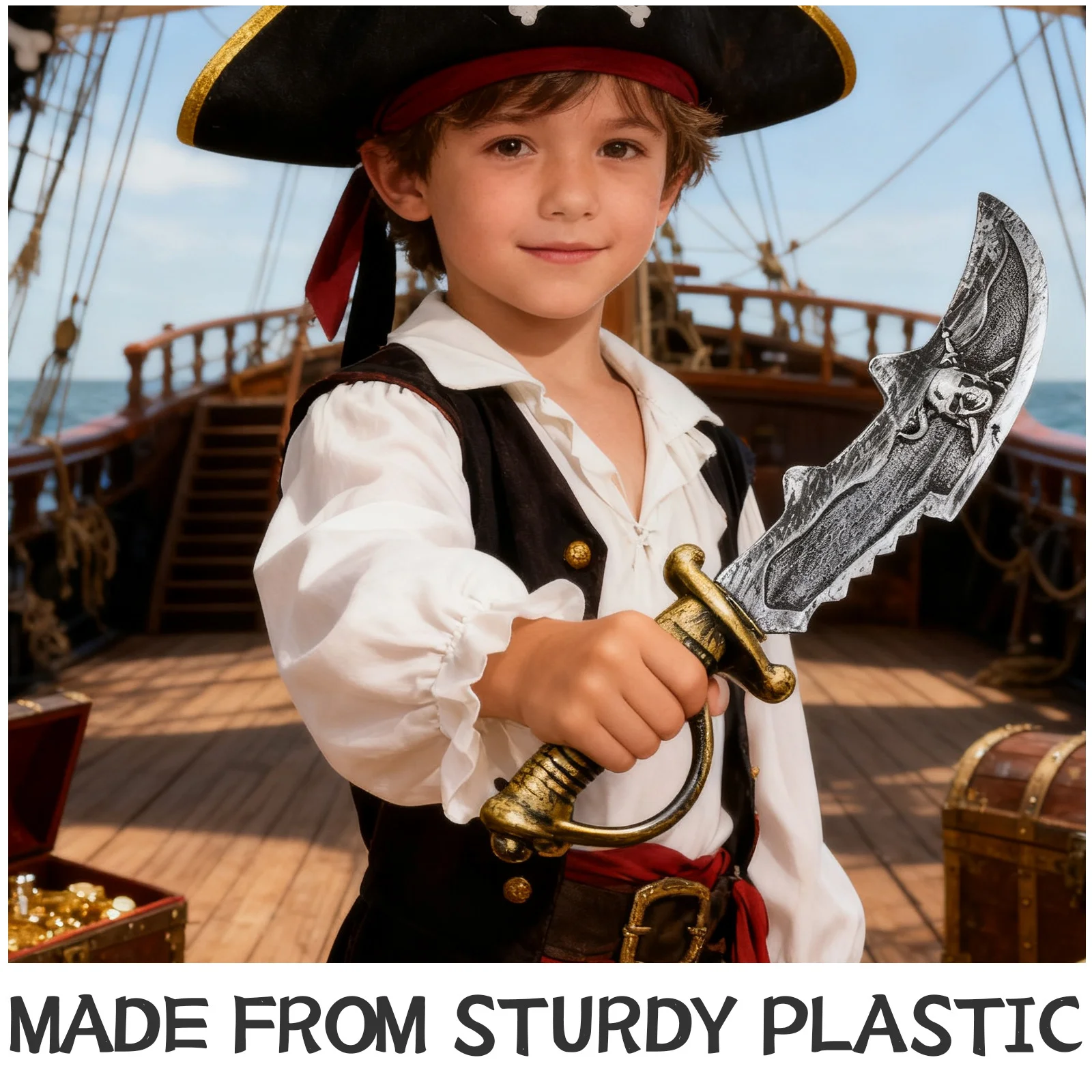 Spada da gioco di ruolo pirata per bambini - Robusto travestimento di Halloween in plastica - Migliora la coordinazione visiva nel gioco di finzione