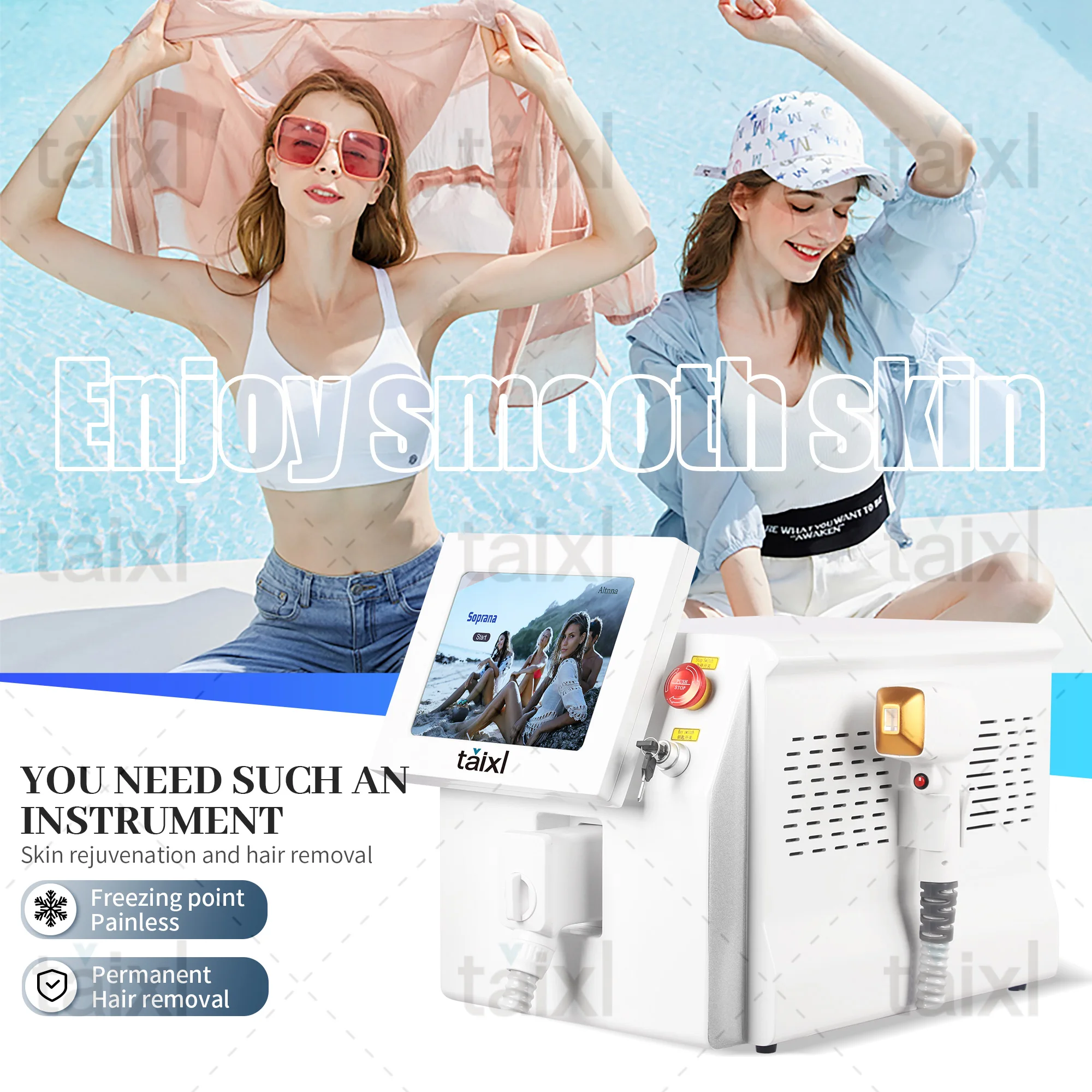 808 3wave Diode Laser Permanent Hair Remove Fast Depilation Painfree Follicle Penetration Skin Rejuvenation Device