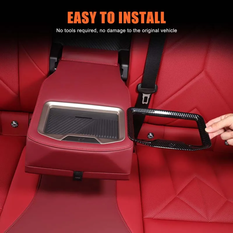 

For BMW X3 G45 2025+ Car Rear Armrest Storage Box Cover Decorative Frame ABS Carbon Fiber Car Interior Accessories