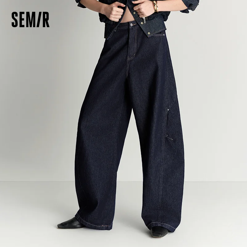 Semir Women Jeans Pleated Loose Wide Leg Sweet Cool Street Style Denim Pants Spring Summer Urban Daily Wear 2026
