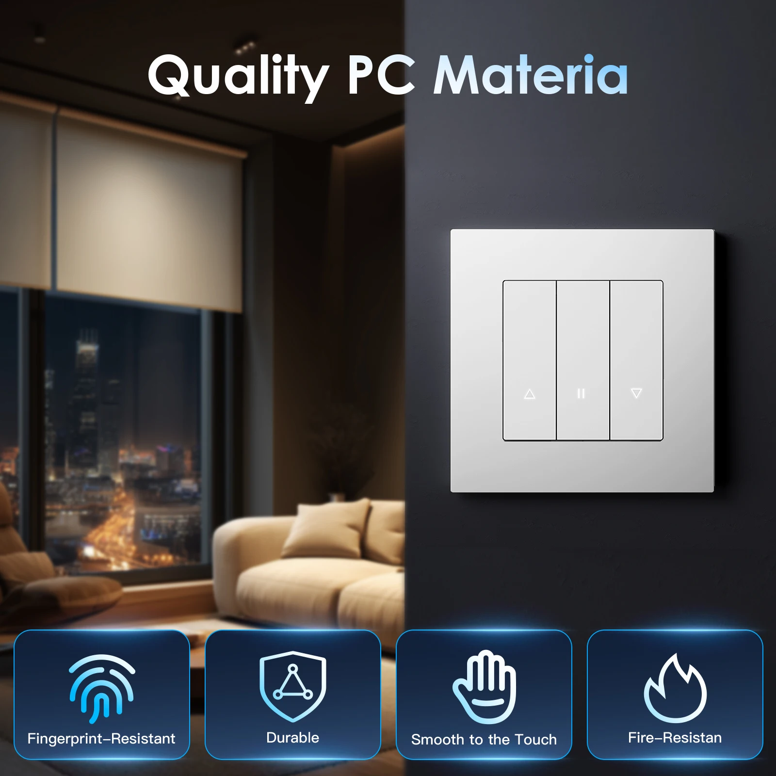 BSEED E Series Zigbee Shutter Switch Smart Click Button Switch for Blinds Plastic Frame Support Tuya Smart Life Alexa Control