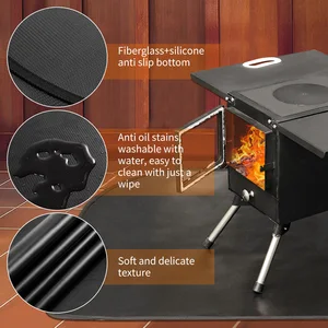 الموقد الموقد البساط مقاومة للهب نصف جولة أرضية واقية حصيرة ، 2 طبقات من الألياف الزجاجية ، حصيرة موقد خشبية مقاومة للحريق أعلى 12 مبيعات الموقد البساط - No12