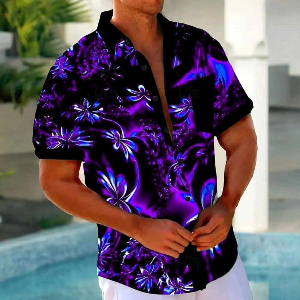 Fashion New Mens Summer Hawaiian Shirt Vibrant Graffiti Art 3d Print Shirt Short Sleeve Casual Beach Shirts Vintage Blouse Women