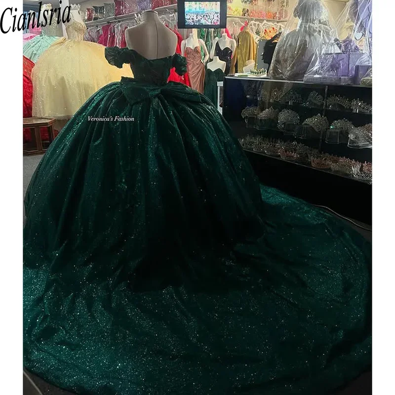 Emerald Green Quinceanera Dress Ball Gown Beading Sweet 16 15 Anos Dresses