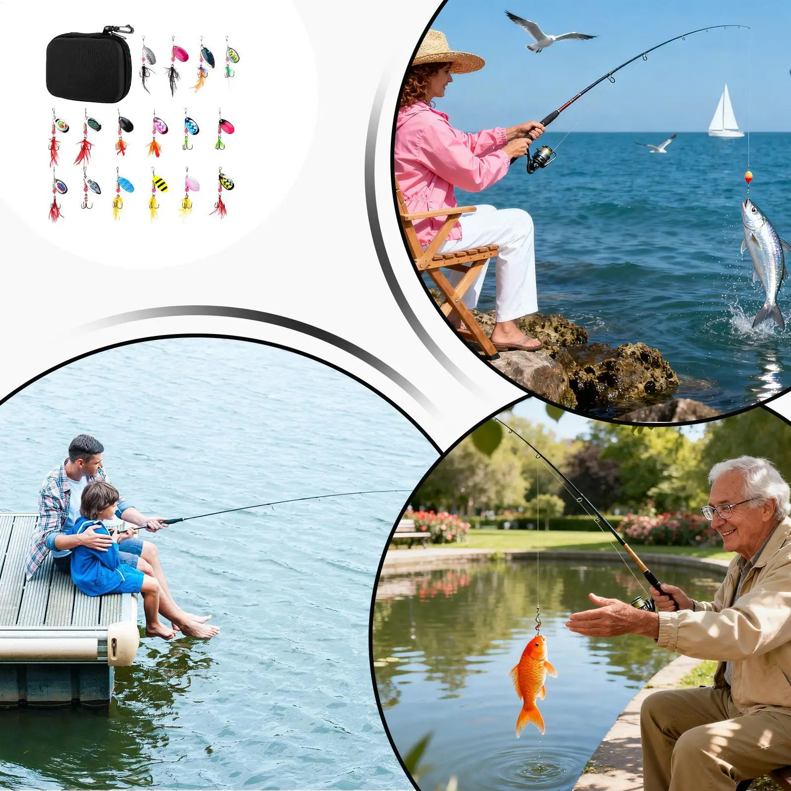 Outdoors Fish Lures 16 Piece Sequins Swimbait Fishing Lures Kit for Freshwater Saltwater Walleye Crappie Salmon Catfish Sports