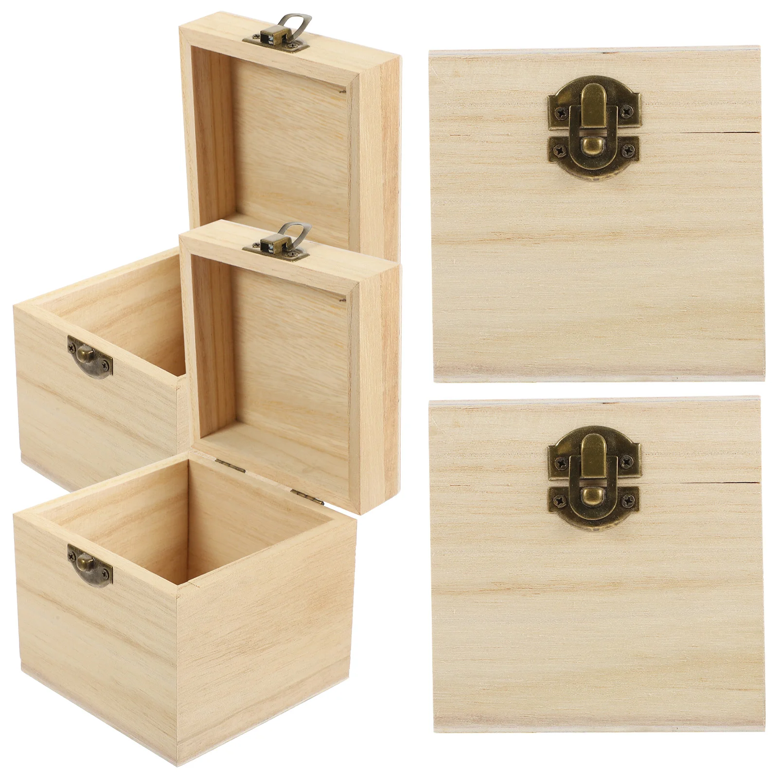 

4 Pcs Wooden Gift Box Vintage Square Boxes for Presents Ornament Gifts Locker Shirt