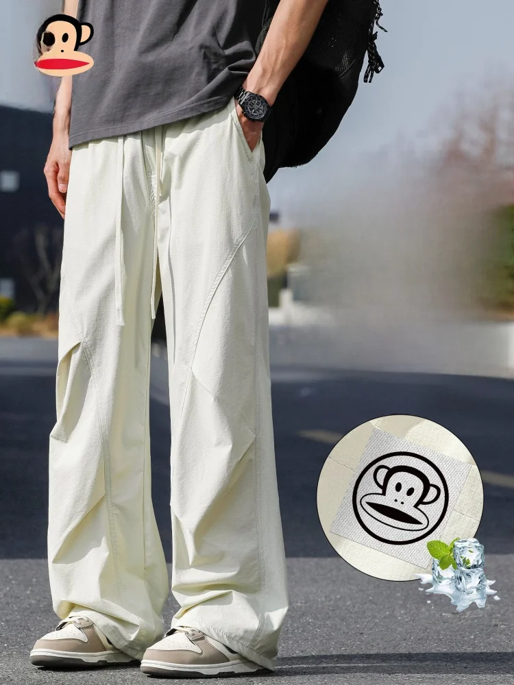

PaulFrank Outdoor Sports Paratrooper Casual Pants Men's Loose Straight Leg Summer Thin Cool Feeling Durable Polyester Fabric