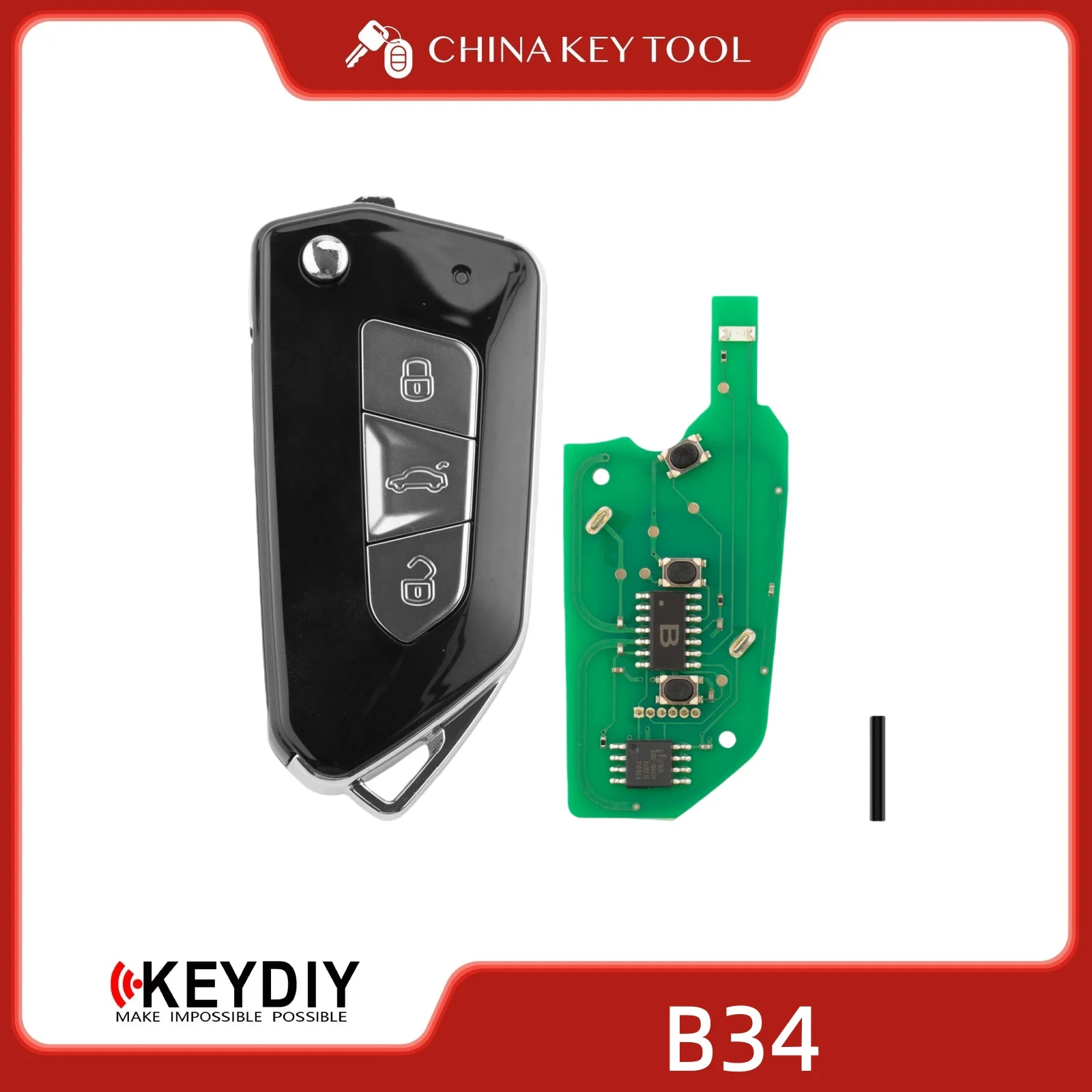 

KEYDIY KD B34-3 Универсальный откидной дистанционный ключ с 3 кнопками, совместимый с типом VW