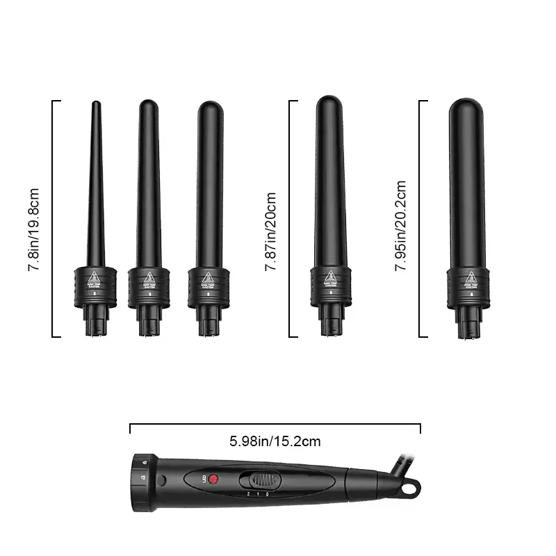 Austauschbarer 5-in-1 elektrischer rotierender Lockenwickler aus Keramik mit Zauberstab und PTC-Heizung für den Hausgebrauch
