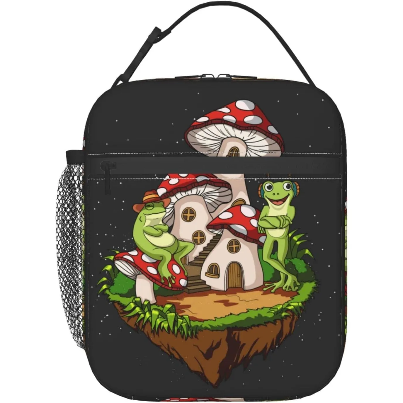 

Frog and Red Mushroom Lunch Bag Lunch Box Lunch Tote Picnic Bags Insulated Cooler Travel Organizer