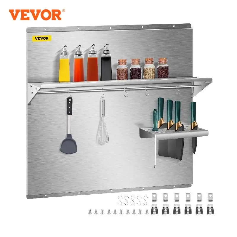 VEVOR – dosseret multi-tailles en acier inoxydable, avec couteau/Condiments, étagère, Structure ferme et Simple, pratique, pour la cuisine, à usage domestique