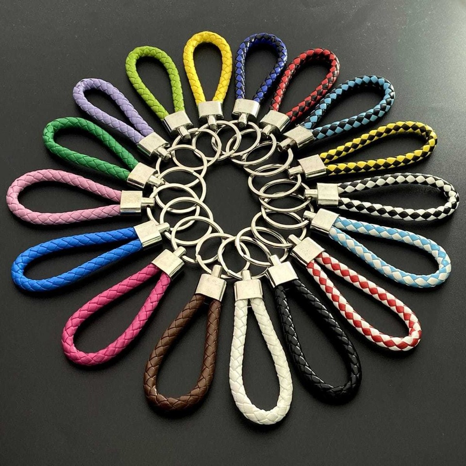  trendy Colorful Car Keychain Accessories Ornaments wholesale creative weaving ropes Cute keyring bags pendants small toys 