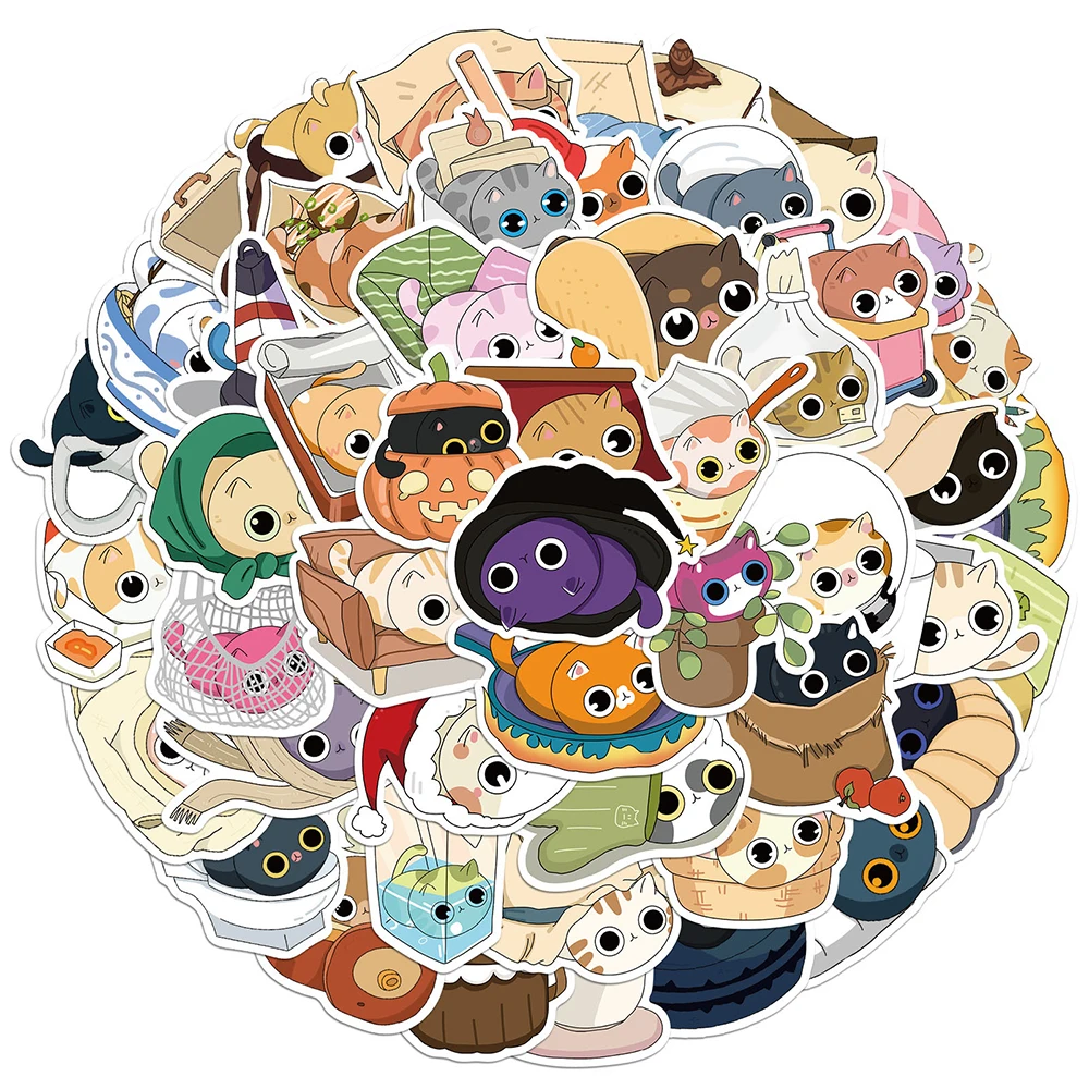 10/30/50 Stück lustige süße Katze Versteckspiel Aufkleber Cartoon Aufkleber DIY Notebook Handy Gepäck Gitarre Kawaii Aufkleber für Kinder Spielzeug
