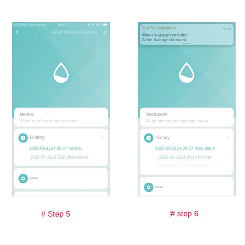 Wifi Crow Smart Water  Leak Sensor Alarm Leak  40DB Flood Alarm Overflow Safety