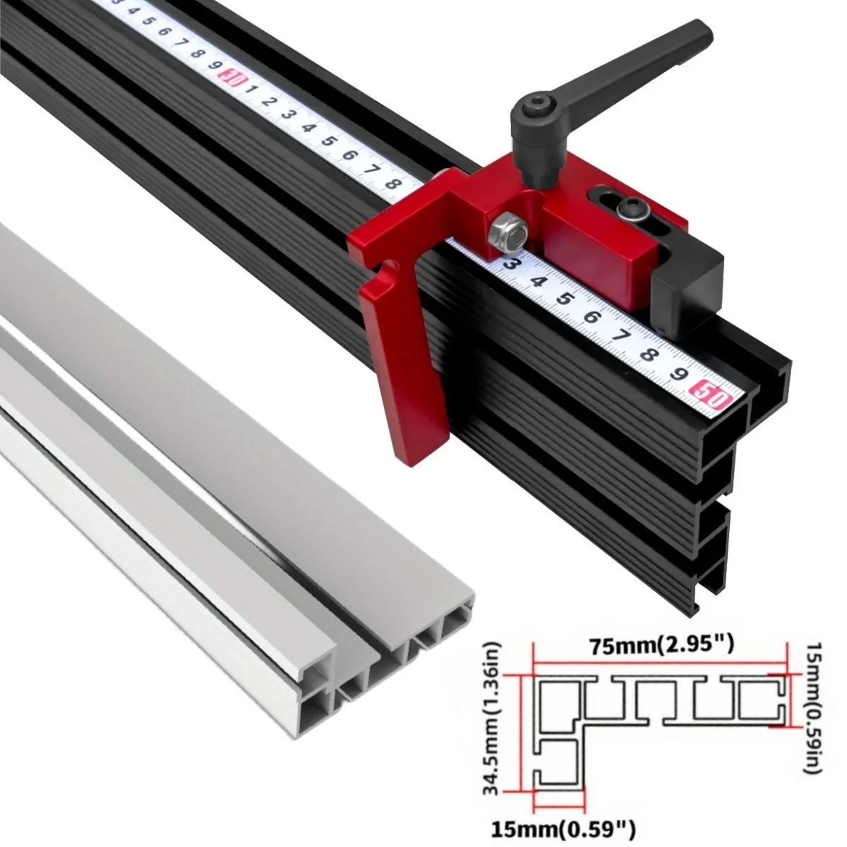 Slide Rail Aluminum Alloy Block Chute Limiter DIY Tools, Miter Track Stopper Mulit-Slot Fence Sliding Limiter Locator