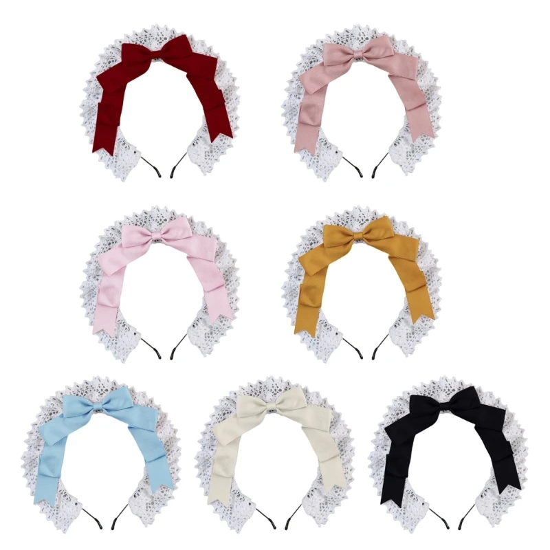 Elegant Hair Accessories Headbands Lace Bows Hairband Maid Cosplay Headwear Suitable for Various Hairstyles and Clothing