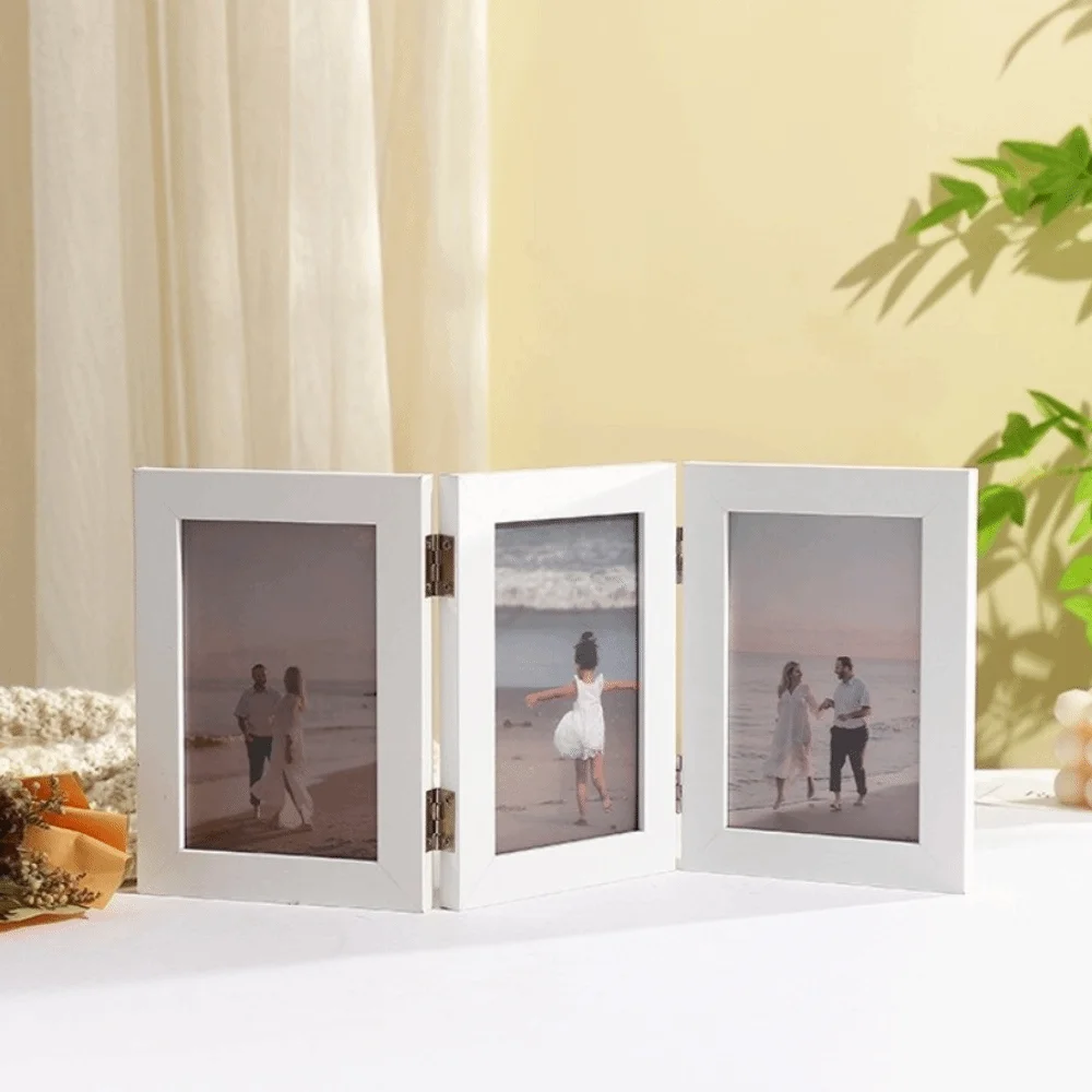 Creative Rectangular Folding Photo Frame Modern Simple Durable Picture Frame Ornaments Triplex Frame Desktop Picture Frame Gifts