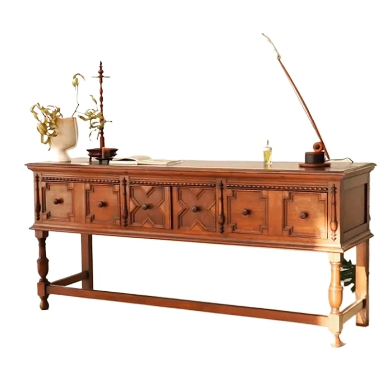 

Nordic solid wood dining side medieval cabinet, wabi-sandy wind storage minimalist decorative cabinet