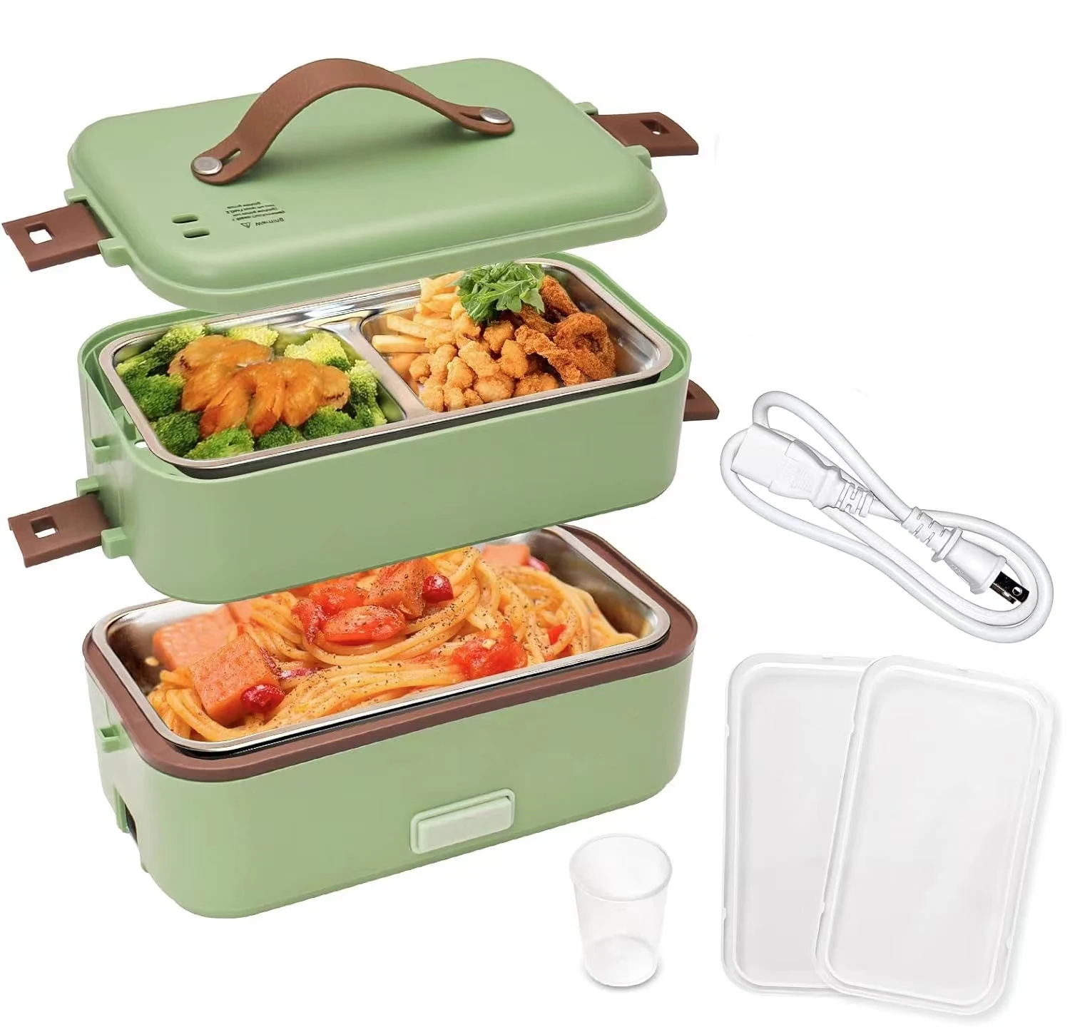 温かい電気弁当箱,ポータブル弁当弁当箱,食品用ウォーマー,2層,800ml,家庭およびオフィス用