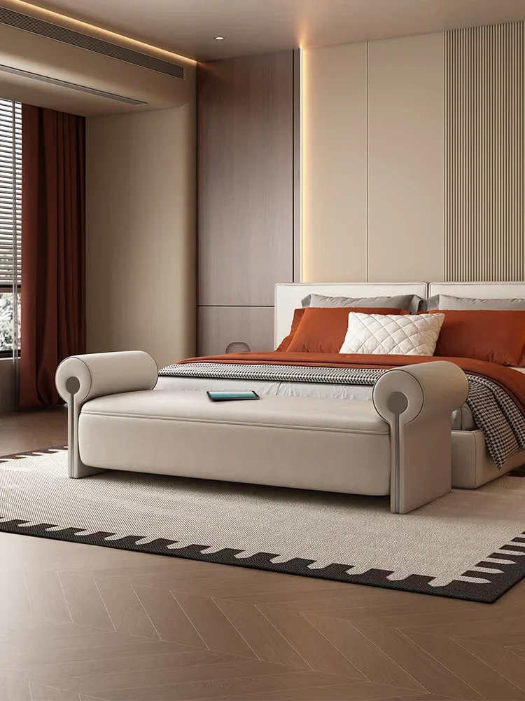 

Italian light luxury leather sofa bench bedroom bedside stool customer service store shoe change stool