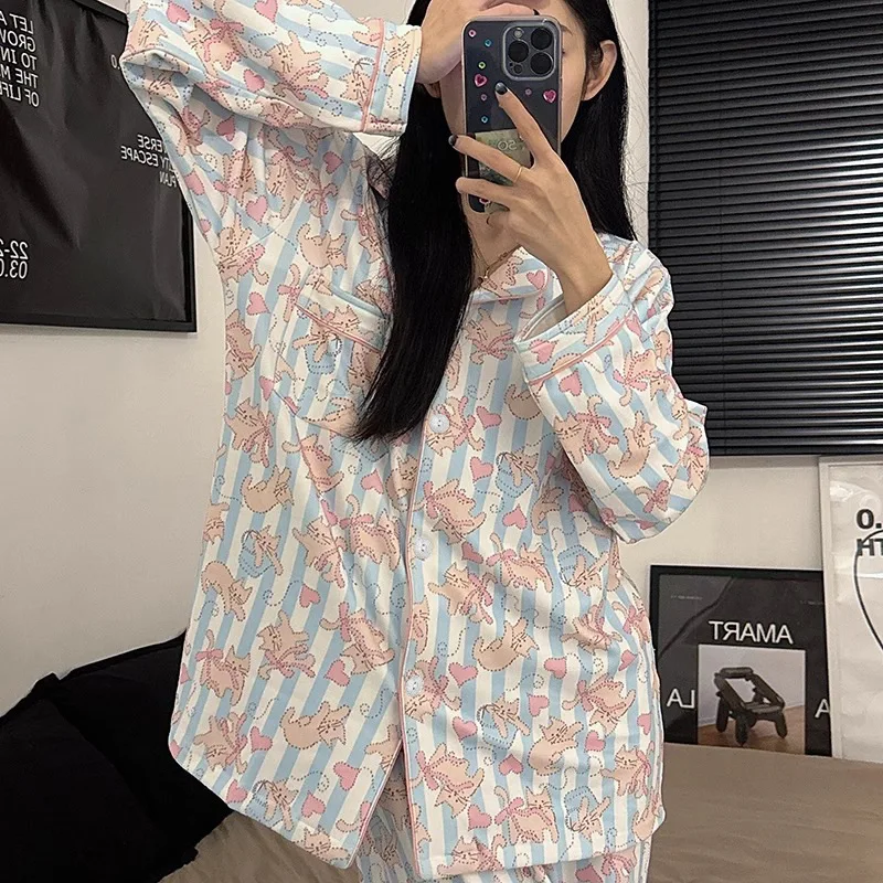 طقم بيجامة نسائي من Pjs بيجامة شتوية دافئة ملابس منزلية عصرية، بيجامات طقم بيجامة لطيف وناعم للخريف