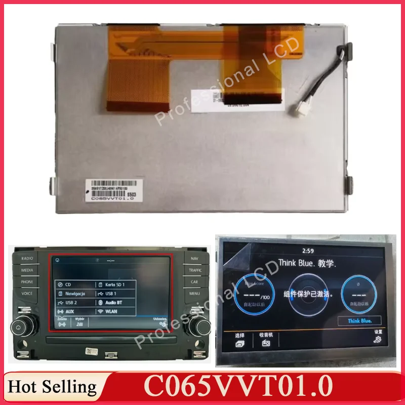 Original OEM 6.5 Inch LCD Touch Screen C065VVT01.0 C065VVT01 For VW Skoda2016 Fabia III Amundsen Car Navigation Audio