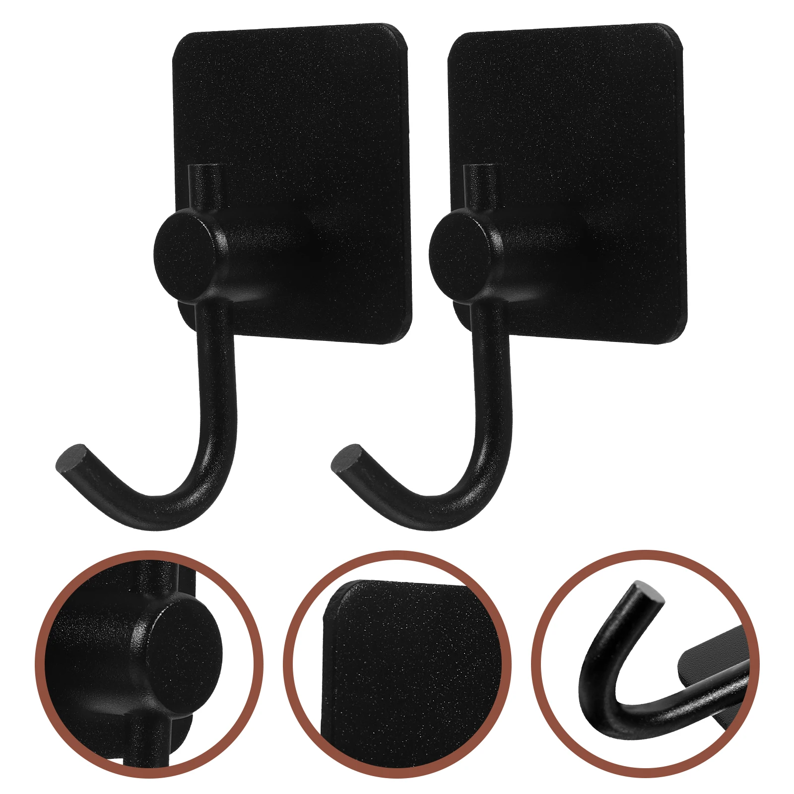 

4 Pcs Door Hook Stainless Steel Black Hooks Self Adhesive Coat No Punching Shower
