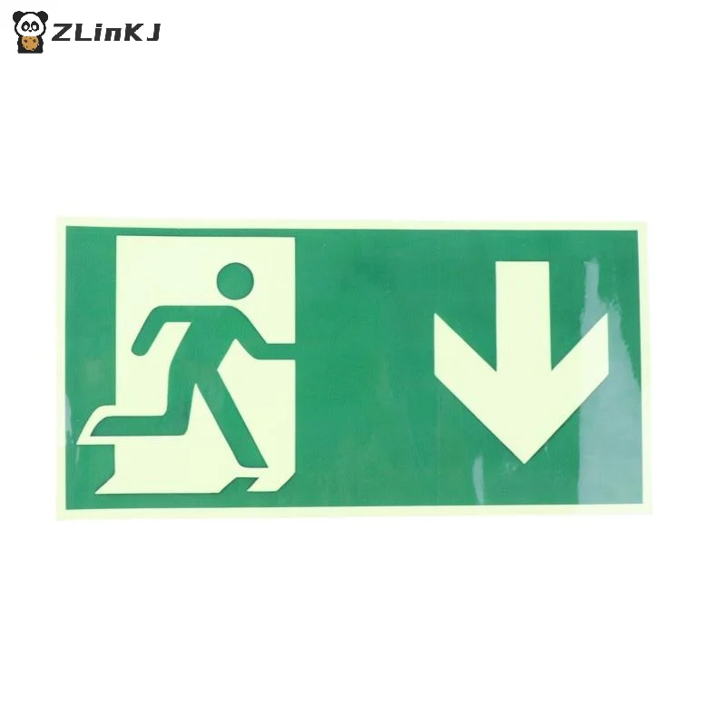 ▶1PCS Luminous Exit Sign - Emergency Evacuation Safety Wall Decal, Photoluminescent Fire Evacuation Indicator With Green Border