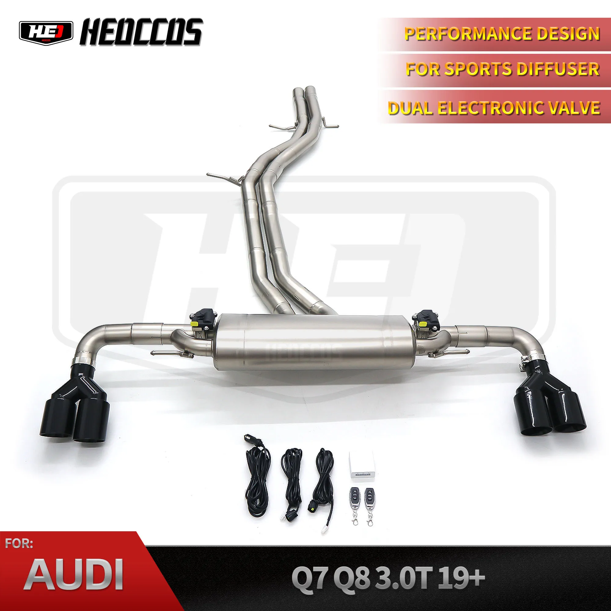 

HEO Высокое качество Valvetronic Catback выхлоп для Audi Q7 Q8 3.0T 2019+ глушитель с клапаном Catback выхлоп