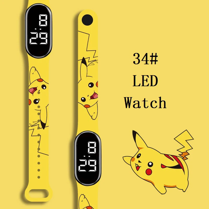 

Cartoon Anime Pikachu Children Watches Toys Kawaii Pokemon Sports Electronic Waterprime Character Pikachu Educational Children's