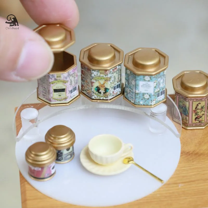 

Кукольный дом, кофейная банка, модель чайной банки, имитация предмета, орнамент, модель, миниатюрные мини-игрушки, кукольный дом, мебельные аксессуары