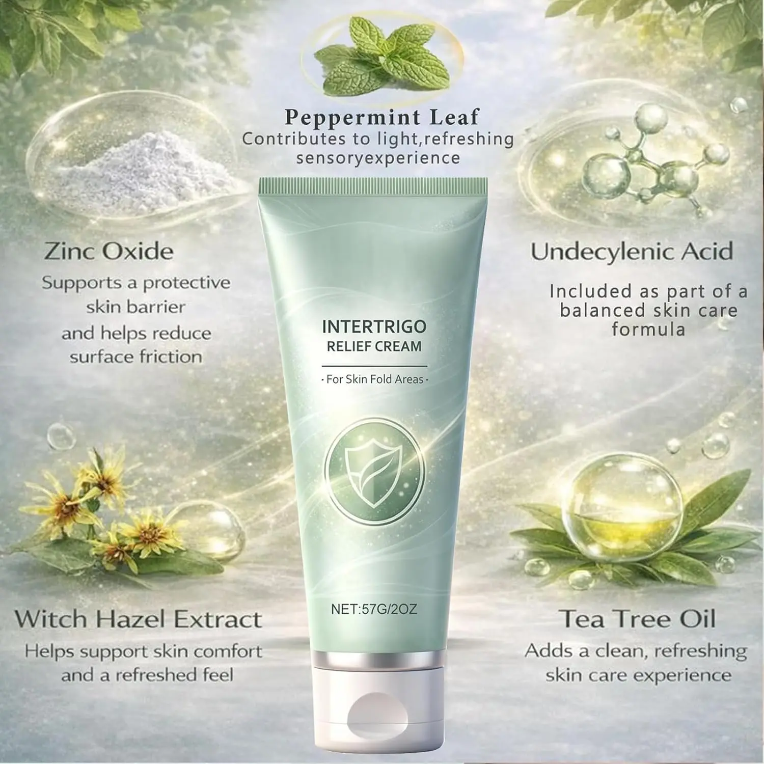 Intertrigo Cream Skin Fold Care Chafing Support Cream Helps Soothe Irritated Skin Reduce Friction Collagen Hyaluronic Acid