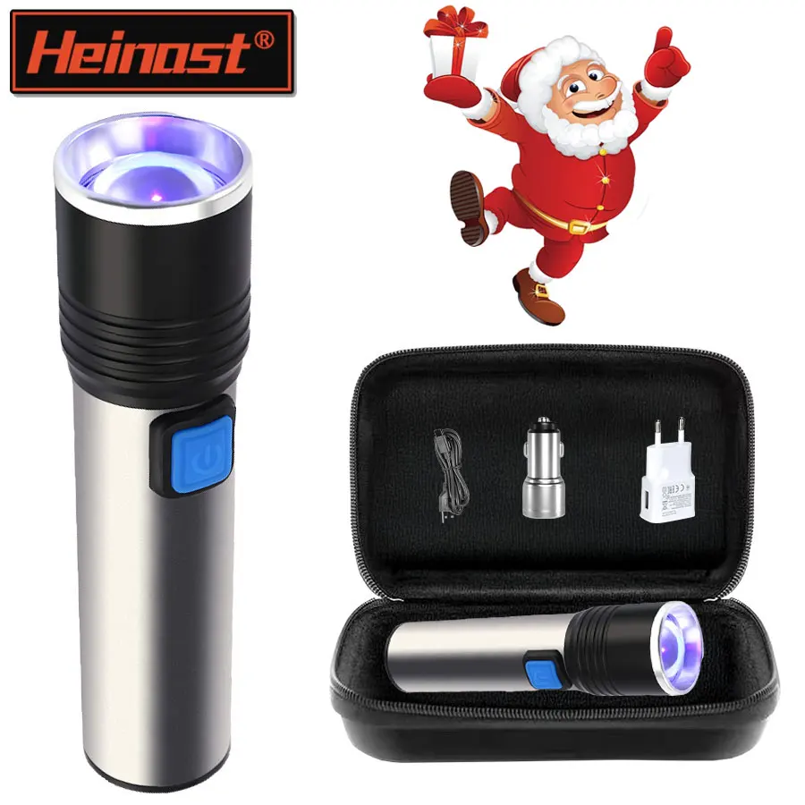 Tragbare USB-Aufladung, UV-Taschenlampen, UV-Taschenlampe, Teleskop-Zoom, Taschenlampe, Lampen, Haustier-Urin-Detektor, Jagd, UV-Licht